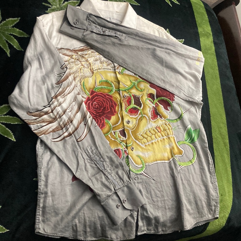 Good condition 160 dollar rare christian audigier dress shirt